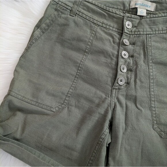 Sundance Everyday Explorer Shorts Clover Green Army Button Fly $78 Size 4 - Picture 2 of 6